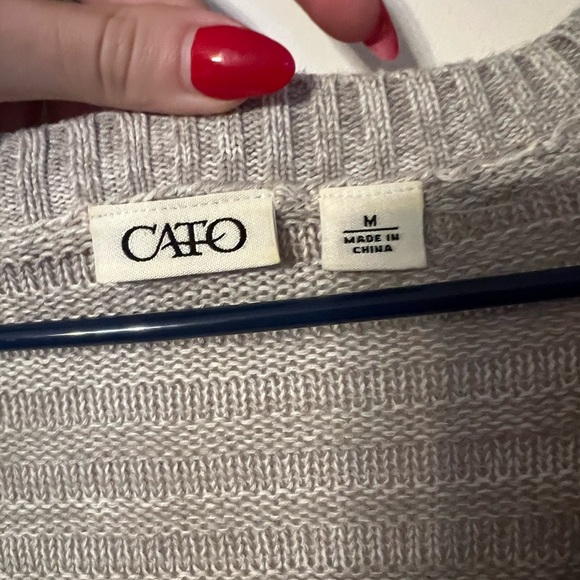 Cato Women’s Lace Long Sleeve Sweater Top, Size Medium, Light Gray - Picture 6 of 7